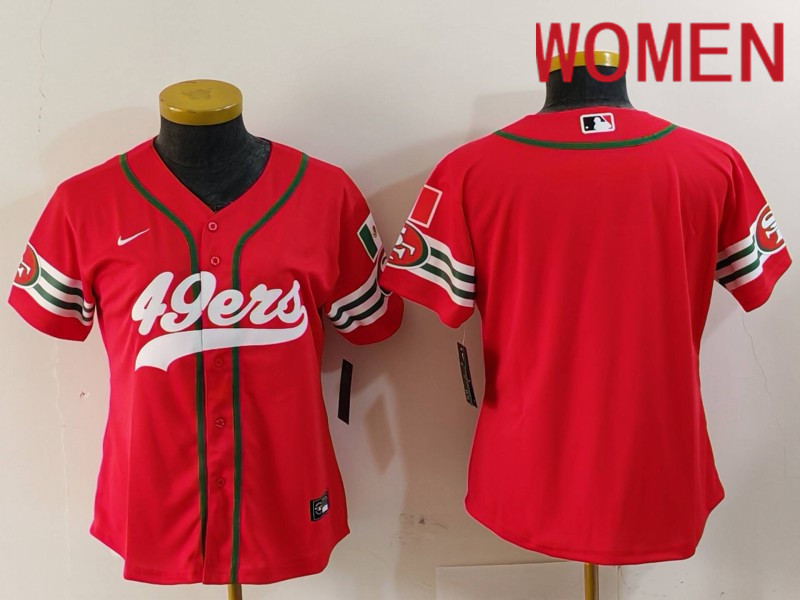 Women San Francisco 49ers Blank Red Mexican Joint Name 2024 Nike Limited NFL Jersey style 1